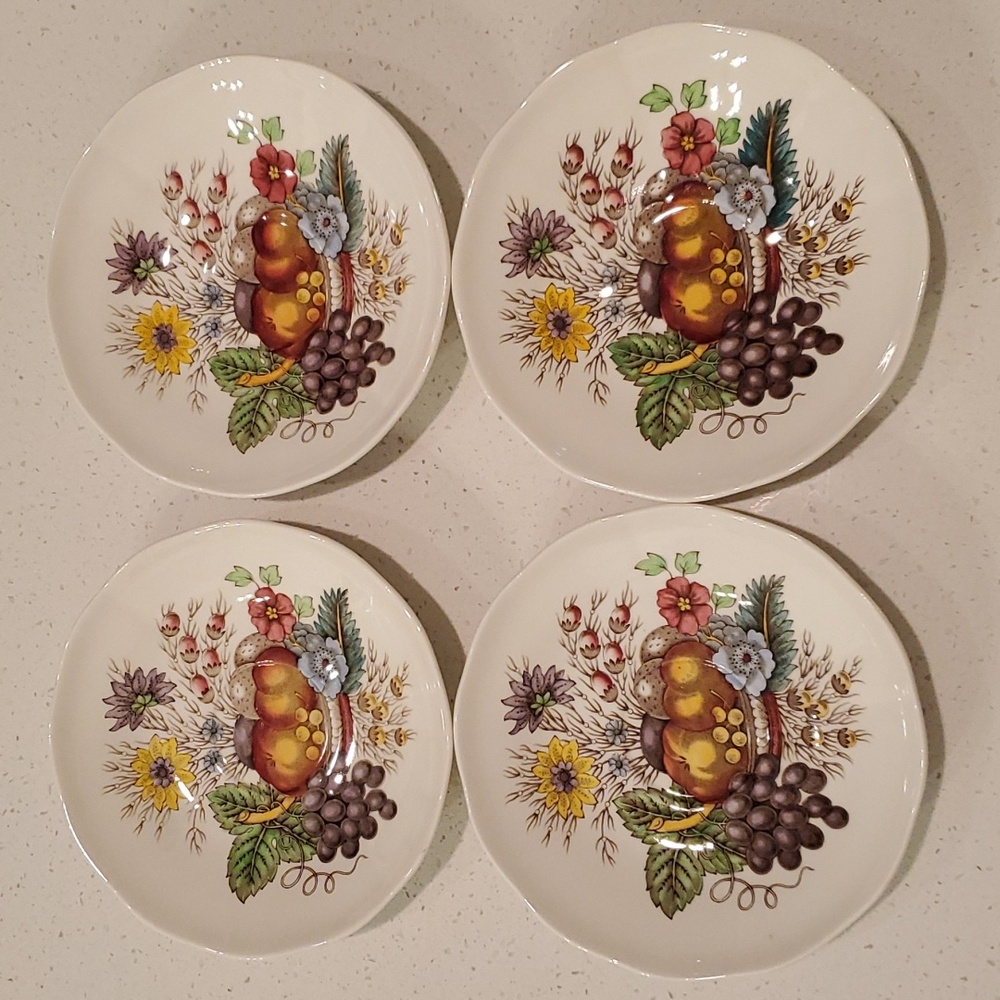 Spode Reynolds Fruits and Flower Flat Saucers Set of 4